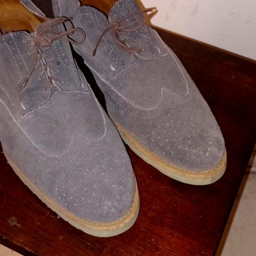 J.D. Fisk Grey Suede Leather Shoes with Green Soles, 12 - Picture 5 of 8
